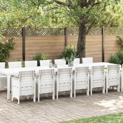 vidaXL Garten-Esszimmergarnitur mit Kissen mit Kissen 15 pcs Weiß PP