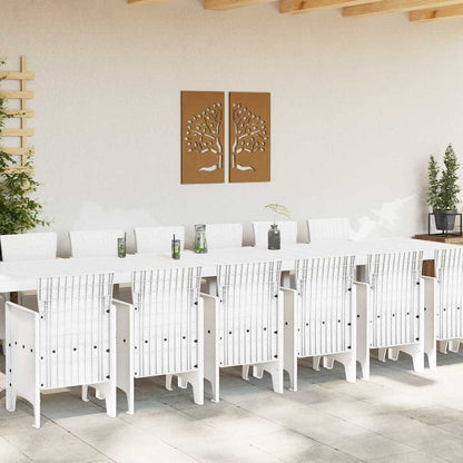 vidaXL Garten-Esszimmergarnitur mit Kissen mit Kissen 15 pcs Weiß PP