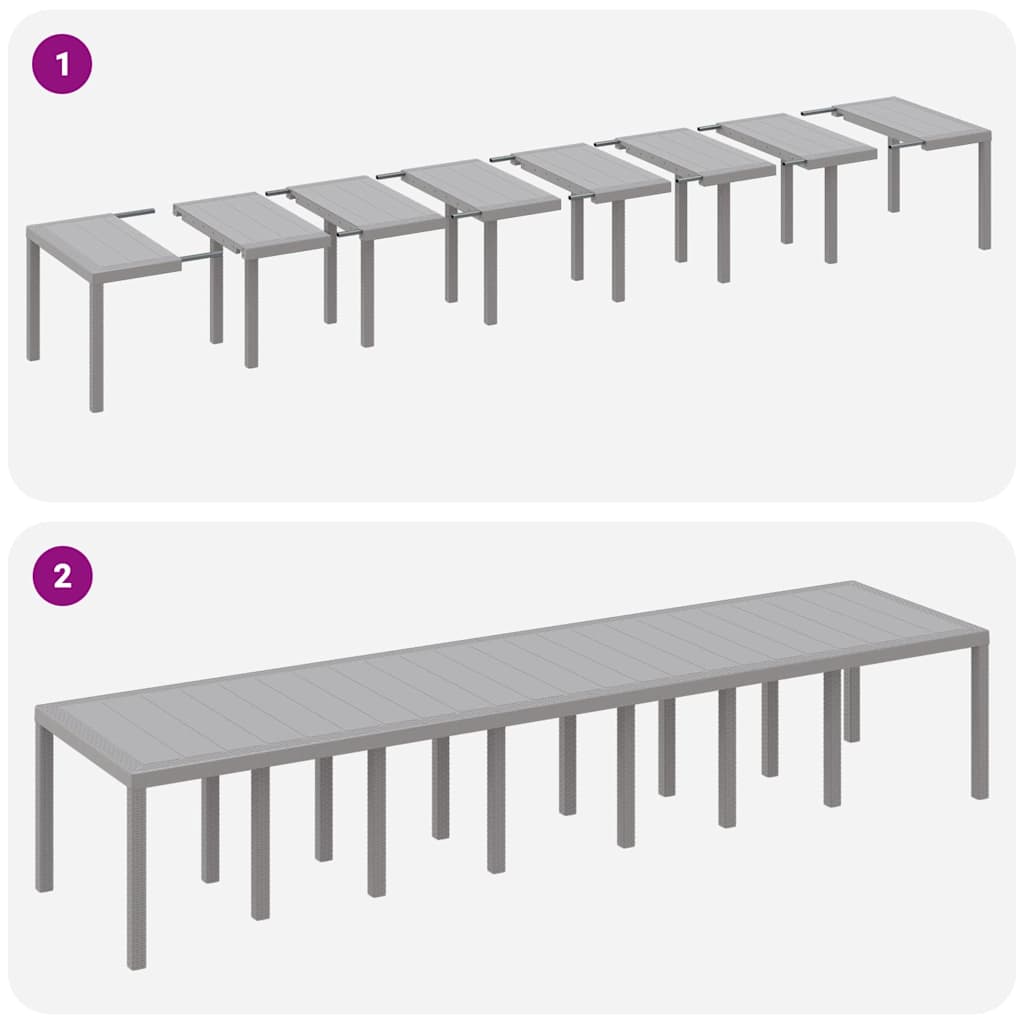 vidaXL Garten-Esszimmergarnitur mit Kissen 15 pcs Hellgrau PP