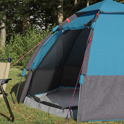 vidaXL Schnellmontagezelt mit Regenhaube für 4 Personen mit Dach Blau
