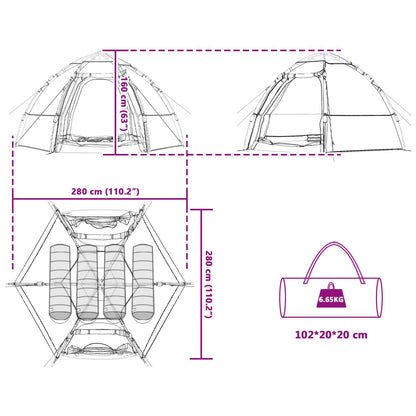 vidaXL Schnellmontagezelt mit Regenhaube für 4 Personen 185T Polyester
