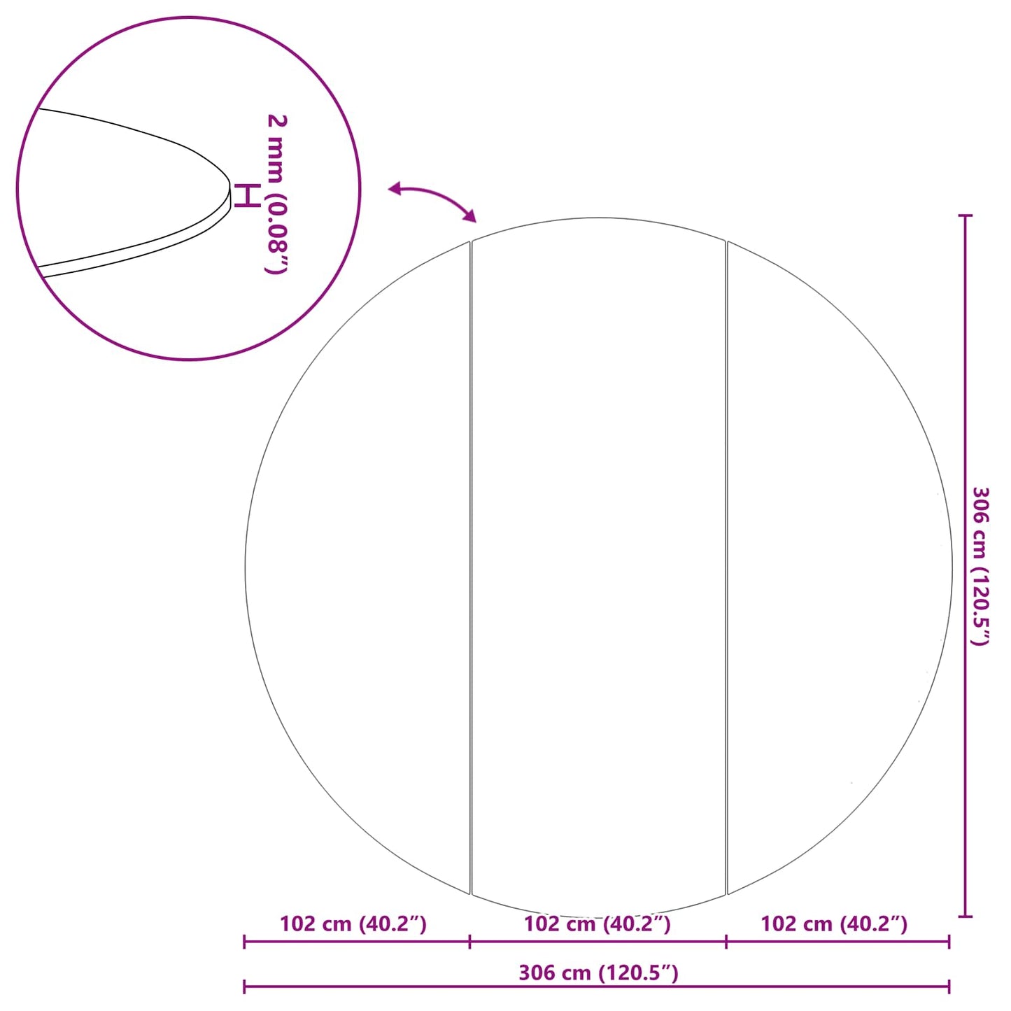 Bodenfolie für Pools Schwarz Ø 306 cm Vliesstoff