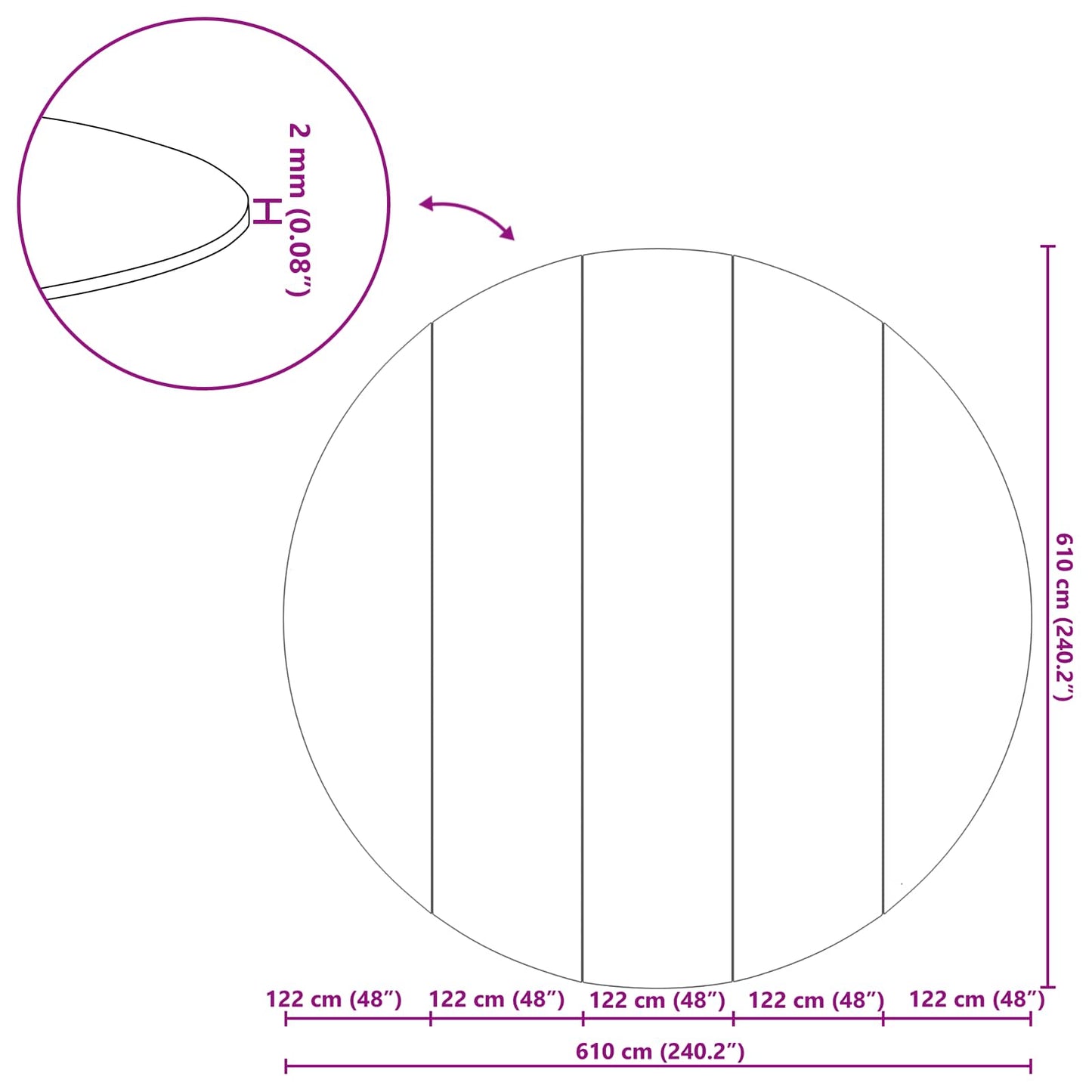 Bodenfolie für Pools Schwarz Ø 610 cm Vliesstoff