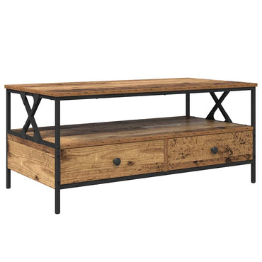 vidaXL Couchtisch with Drawer Altholz 100 x 51 x 45 cm Holzwerkstoff
