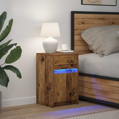 vidaXL LED Nachttisch Altholz 38 x 34 x 61 cm Holzwerkstoff