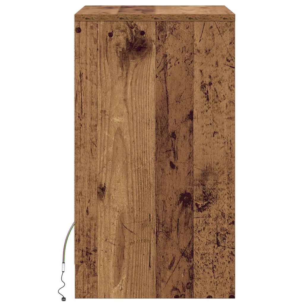 vidaXL LED Nachttisch Altholz 38 x 34 x 61 cm Holzwerkstoff