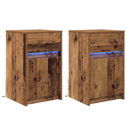 vidaXL LED Nachttisch 2 pcs Altholz 38 x 34 x 61 cm Holzwerkstoff