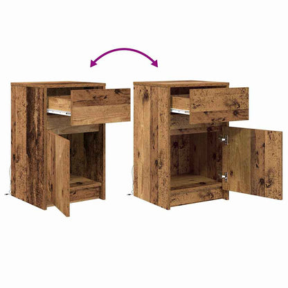 vidaXL LED Nachttisch 2 pcs Altholz 38 x 34 x 61 cm Holzwerkstoff