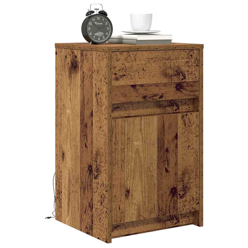 vidaXL LED Nachttisch 2 pcs Altholz 38 x 34 x 61 cm Holzwerkstoff