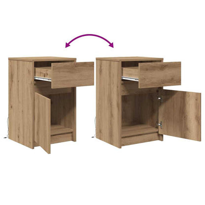 vidaXL LED Nachttisch Artisan-Eiche 38 x 34 x 61 cm Holzwerkstoff