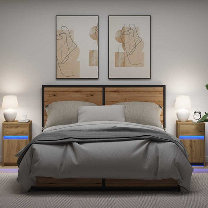 vidaXL LED Nachttisch 2 pcs Artisan-Eiche 38 x 34 x 61 cm