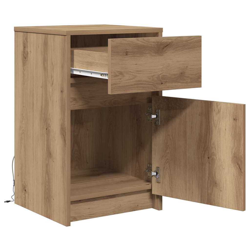 vidaXL LED Nachttisch 2 pcs Artisan-Eiche 38 x 34 x 61 cm