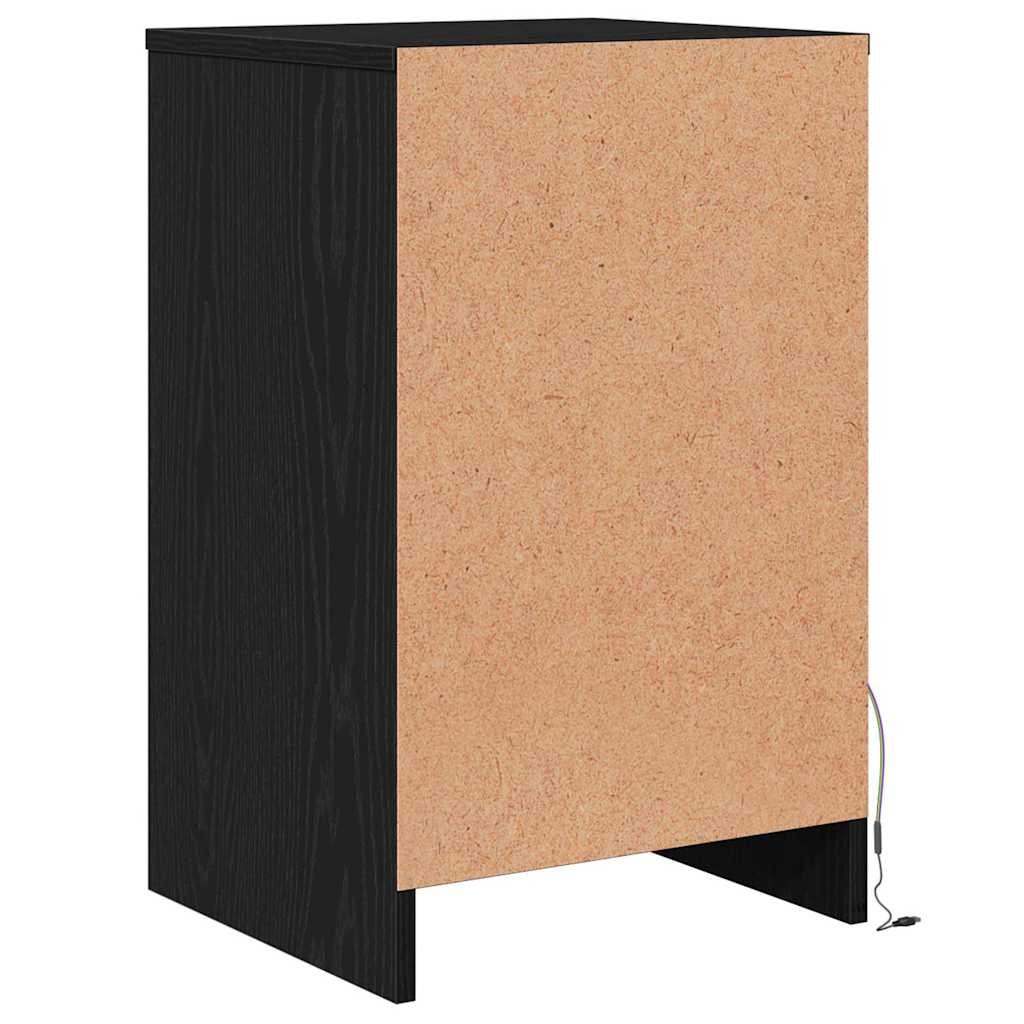 vidaXL LED Nachttisch 2 pcs Schwarz Eichen-Optik 38 x 34 x 61 cm