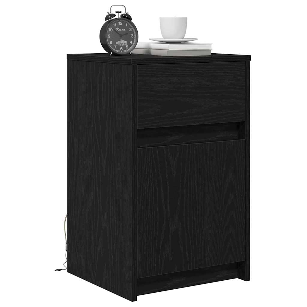 vidaXL LED Nachttisch 2 pcs Schwarz Eichen-Optik 38 x 34 x 61 cm