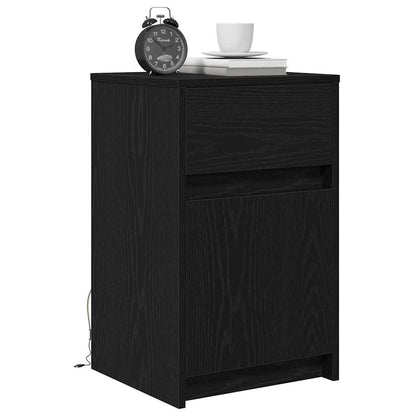 vidaXL LED Nachttisch 2 pcs Schwarz Eichen-Optik 38 x 34 x 61 cm
