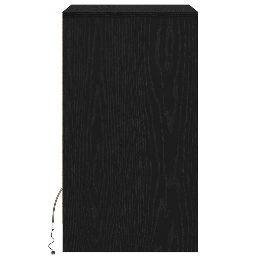 vidaXL LED Nachttisch 2 pcs Schwarz Eichen-Optik 38 x 34 x 61 cm