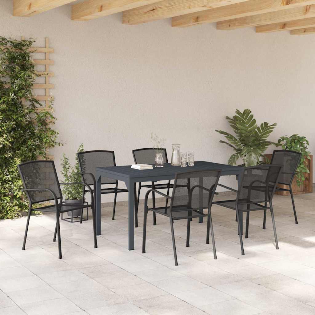 vidaXL Garten Essgruppe 7 pcs Anthrazit Pulverbeschichteter Stahl