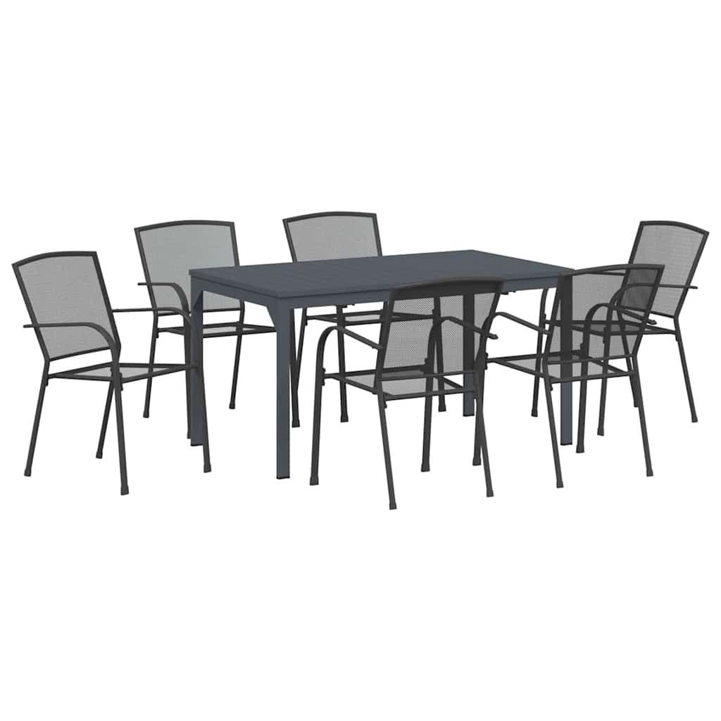 vidaXL Garten Essgruppe 7 pcs Anthrazit Pulverbeschichteter Stahl