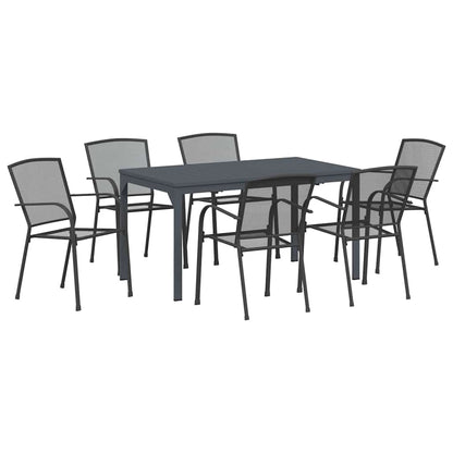 vidaXL Garten Essgruppe 7 pcs Anthrazit Pulverbeschichteter Stahl