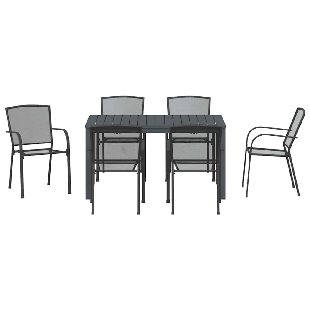 vidaXL Garten Essgruppe 7 pcs Anthrazit Pulverbeschichteter Stahl