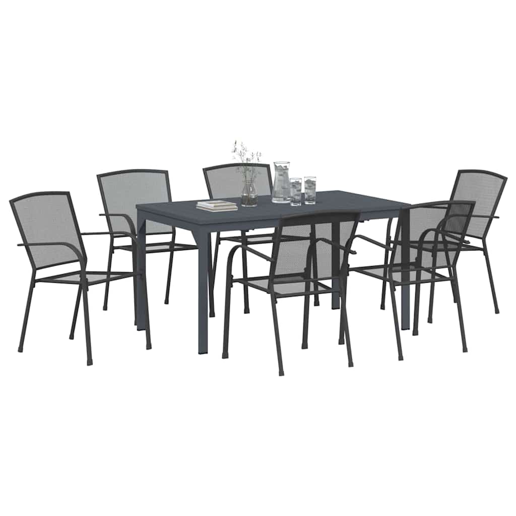 vidaXL Garten Essgruppe 7 pcs Anthrazit Pulverbeschichteter Stahl