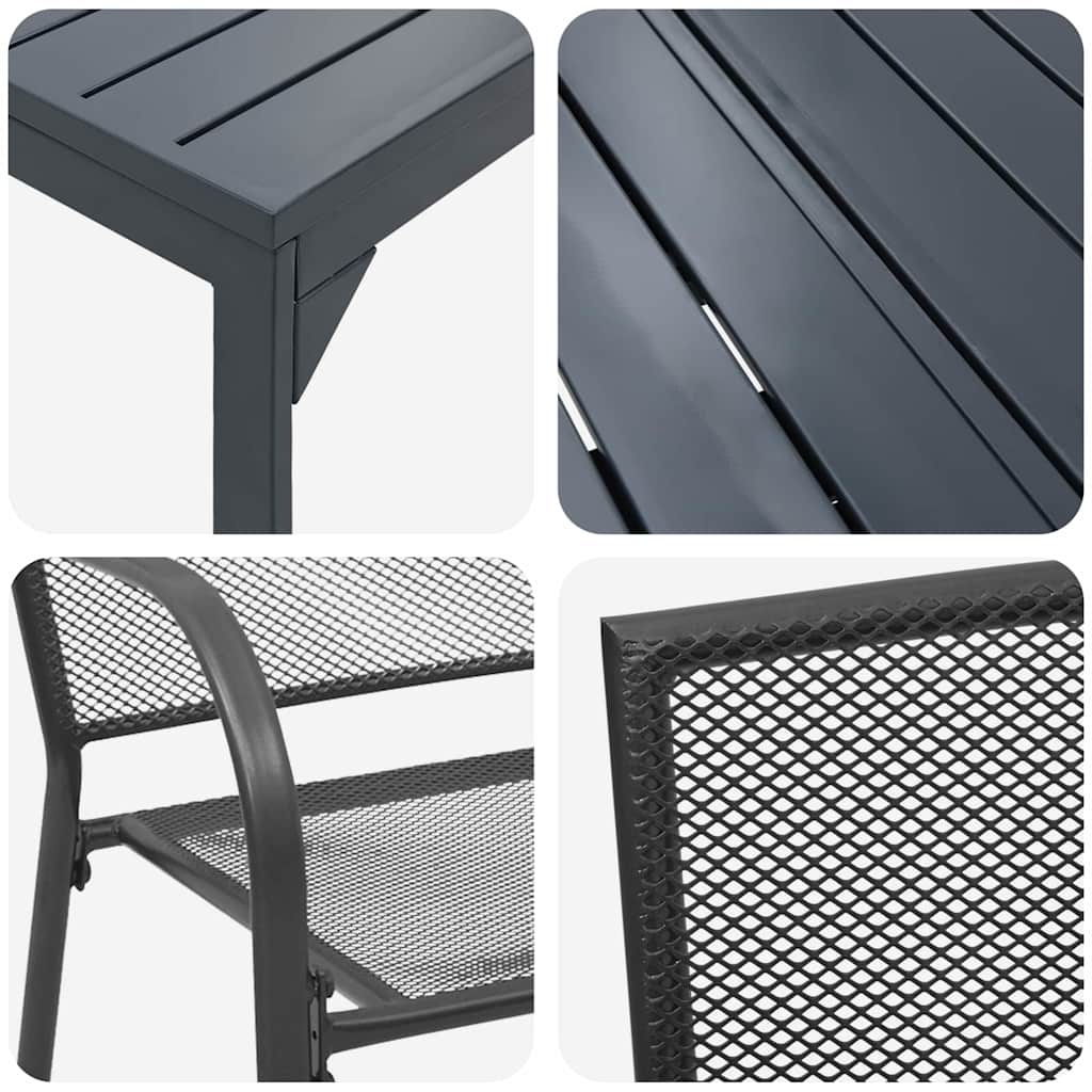 vidaXL Garten Essgruppe 9 pcs Anthrazit Pulverbeschichteter Stahl