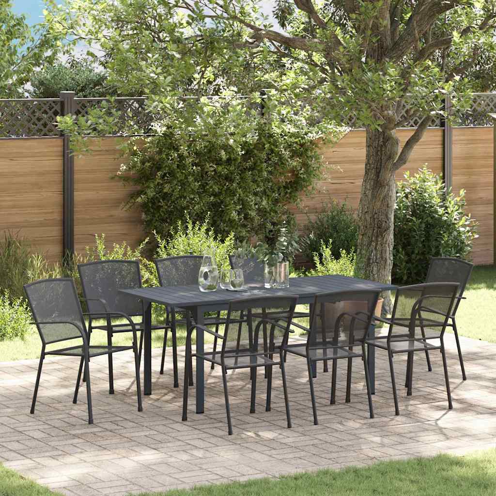 vidaXL Garten Essgruppe 9 pcs Anthrazit Pulverbeschichteter Stahl