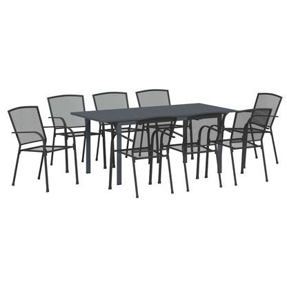 vidaXL Garten Essgruppe 9 pcs Anthrazit Pulverbeschichteter Stahl