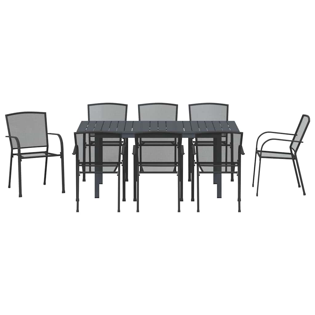 vidaXL Garten Essgruppe 9 pcs Anthrazit Pulverbeschichteter Stahl
