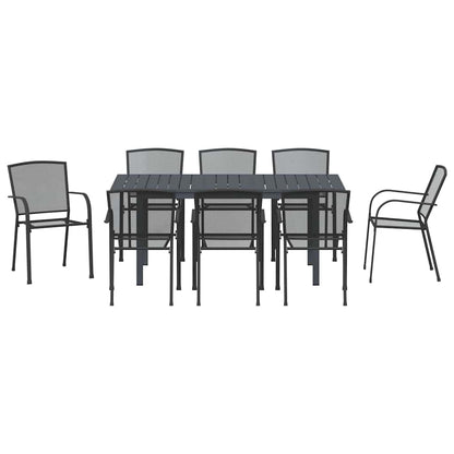 vidaXL Garten Essgruppe 9 pcs Anthrazit Pulverbeschichteter Stahl