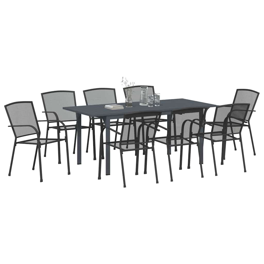 vidaXL Garten Essgruppe 9 pcs Anthrazit Pulverbeschichteter Stahl
