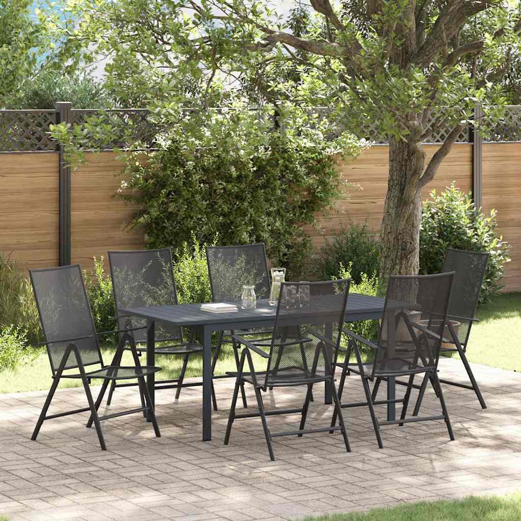 vidaXL Garten Essgruppe 7 pcs Anthrazit Pulverbeschichteter Stahl