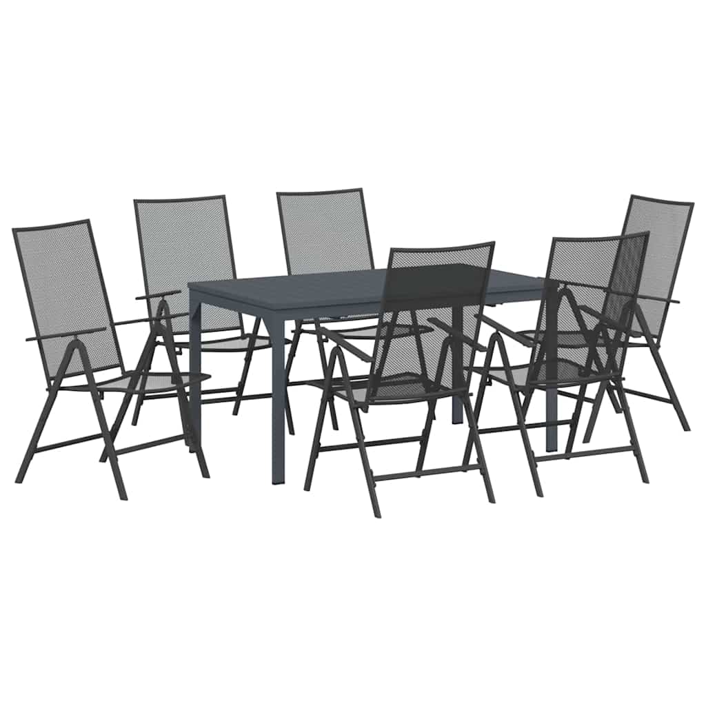 vidaXL Garten Essgruppe 7 pcs Anthrazit Pulverbeschichteter Stahl
