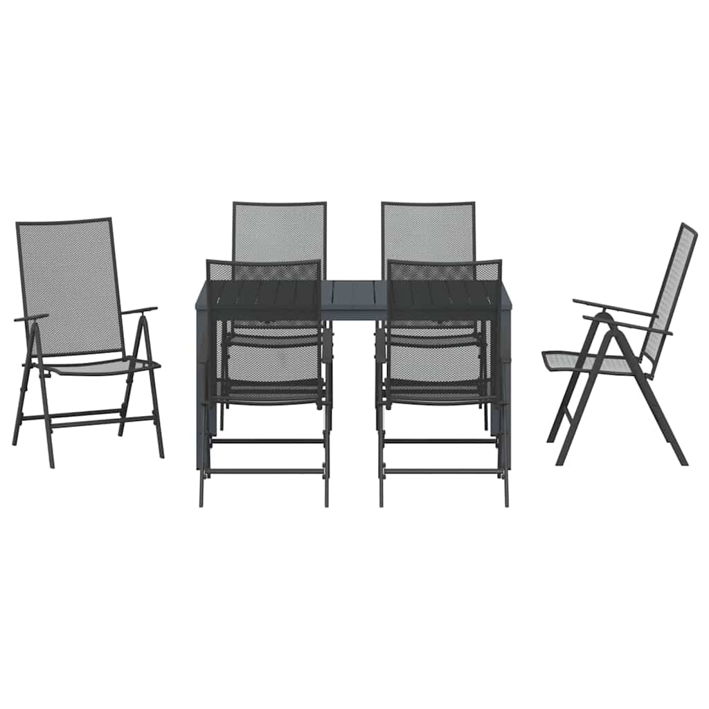 vidaXL Garten Essgruppe 7 pcs Anthrazit Pulverbeschichteter Stahl