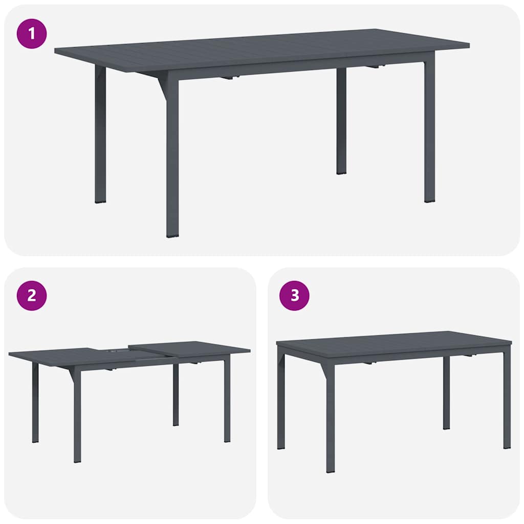 vidaXL Garten Essgruppe 7 pcs Anthrazit Pulverbeschichteter Stahl