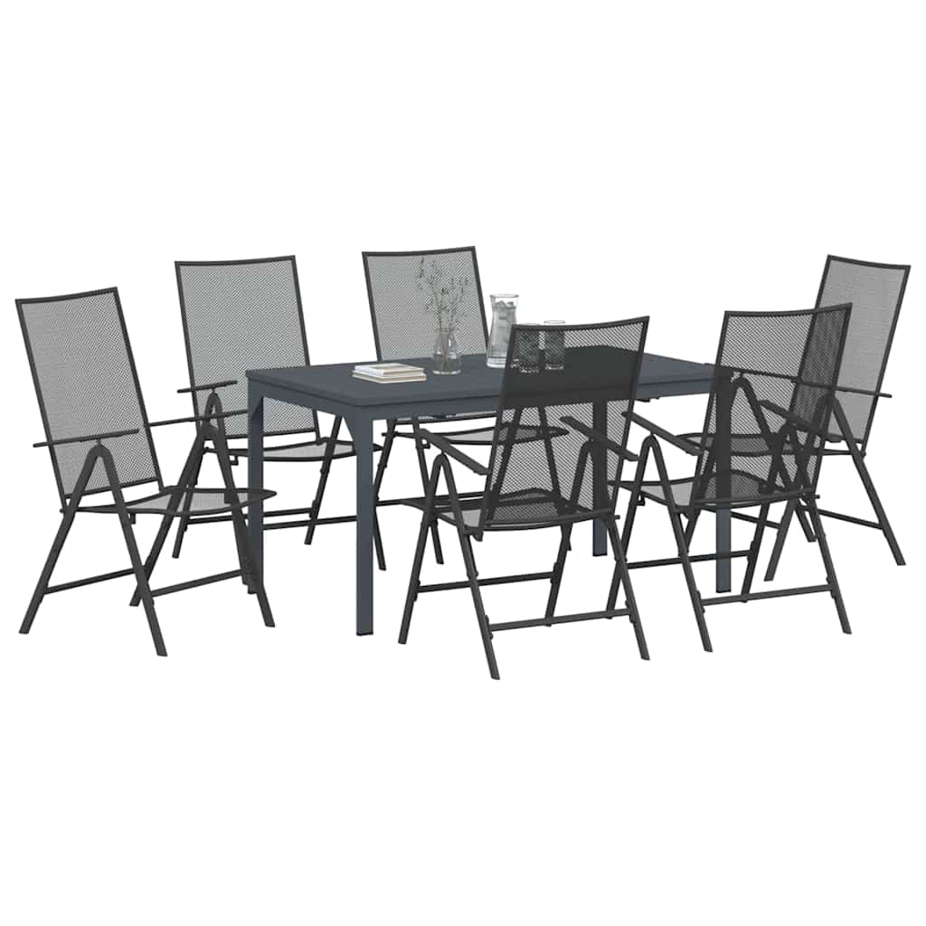 vidaXL Garten Essgruppe 7 pcs Anthrazit Pulverbeschichteter Stahl