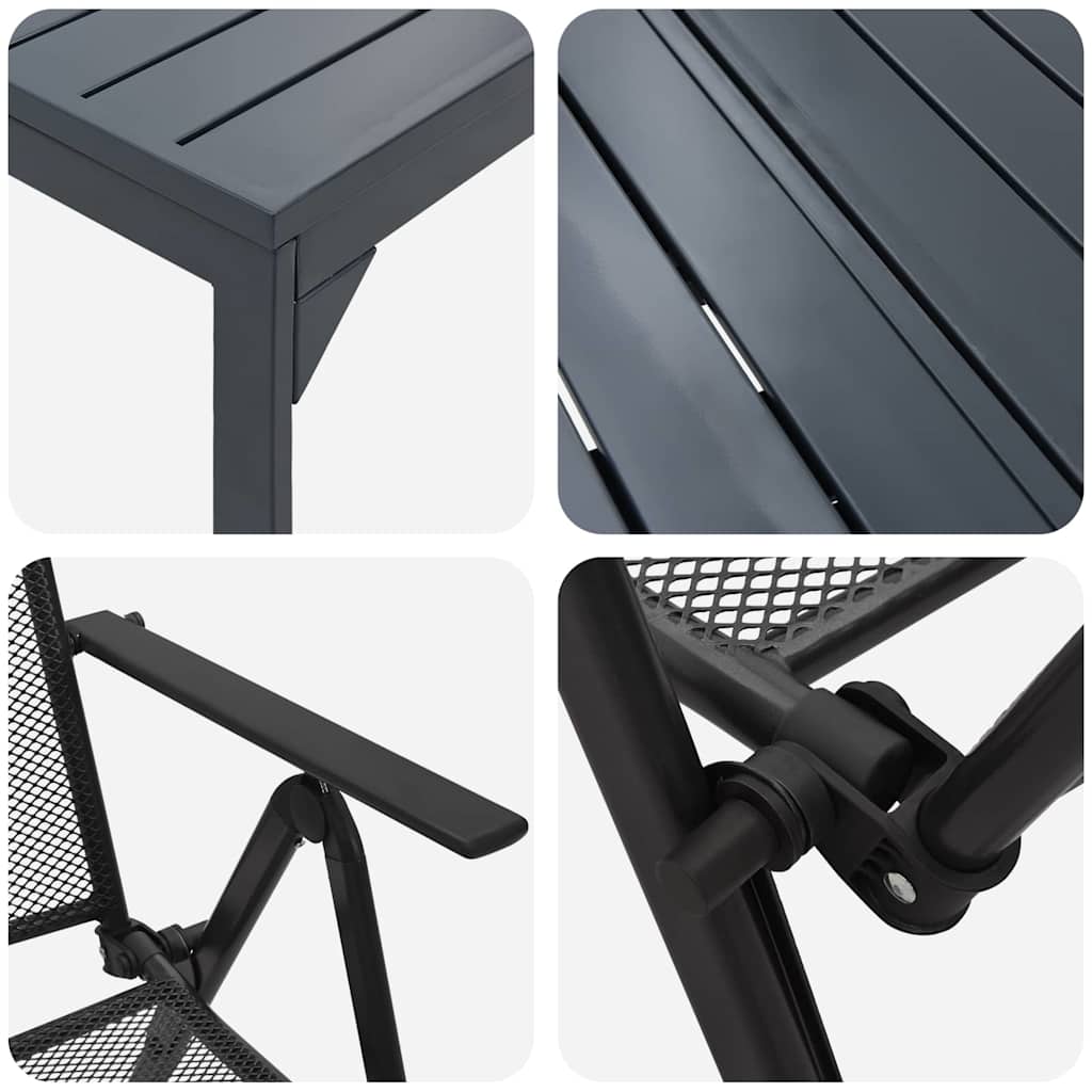 vidaXL Garten Essgruppe 9 pcs Anthrazit Pulverbeschichteter Stahl