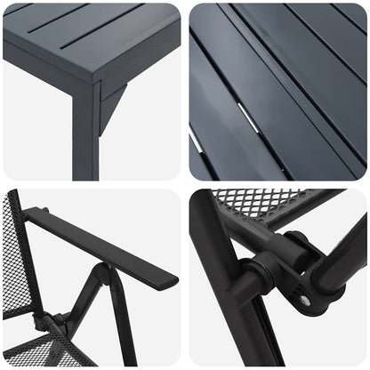 vidaXL Garten Essgruppe 9 pcs Anthrazit Pulverbeschichteter Stahl