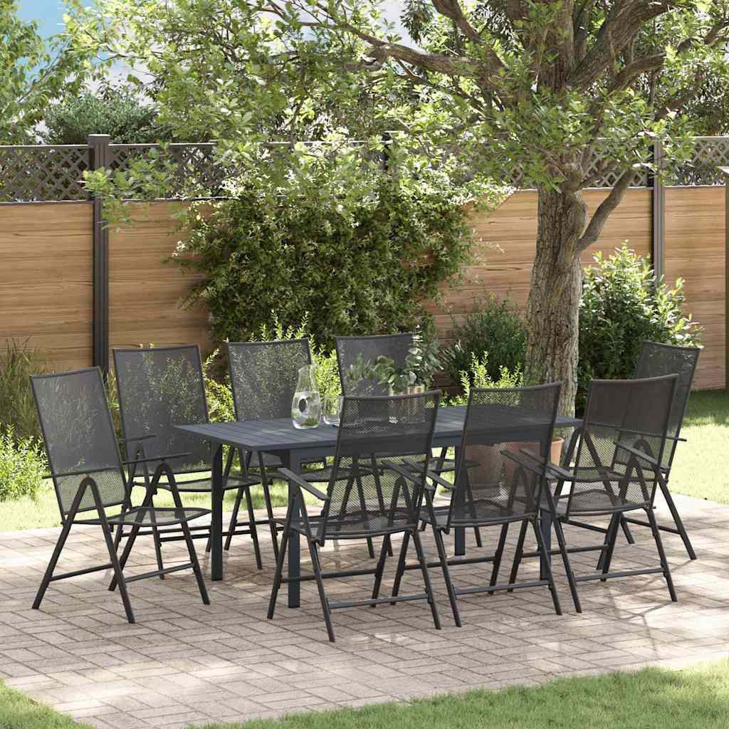 vidaXL Garten Essgruppe 9 pcs Anthrazit Pulverbeschichteter Stahl