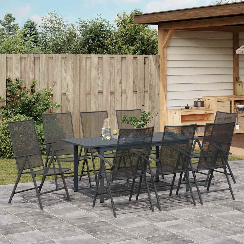 vidaXL Garten Essgruppe 9 pcs Anthrazit Pulverbeschichteter Stahl