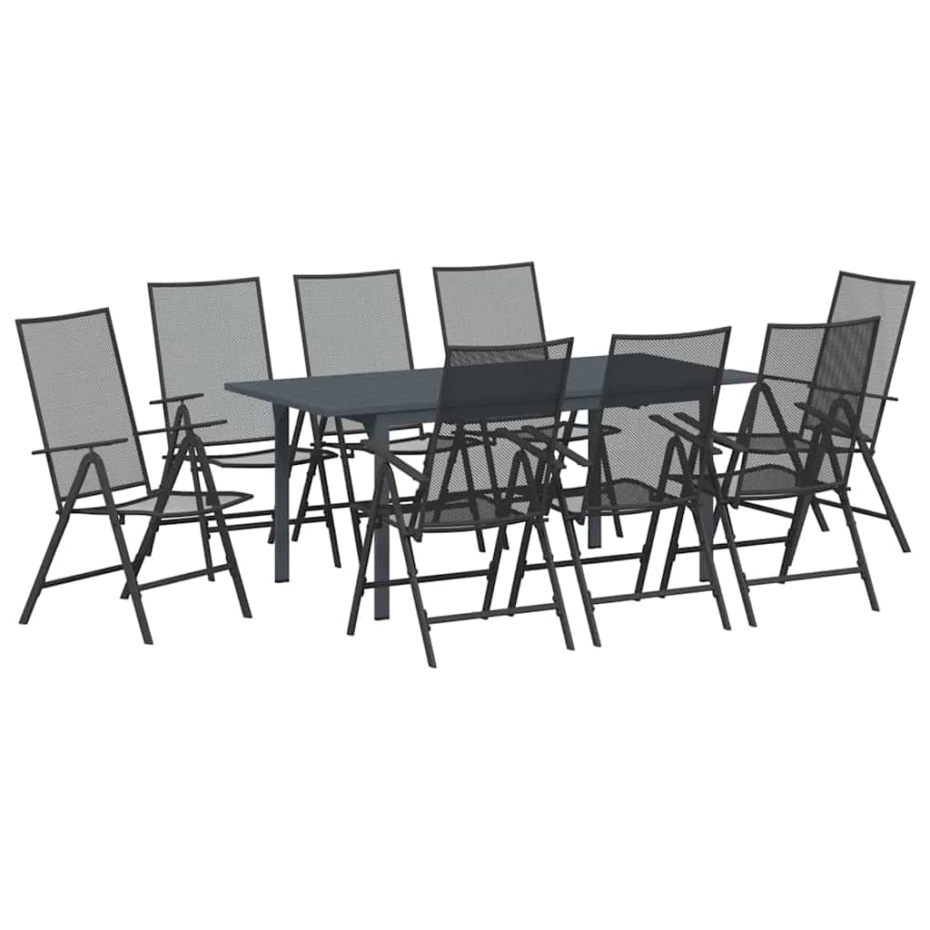 vidaXL Garten Essgruppe 9 pcs Anthrazit Pulverbeschichteter Stahl