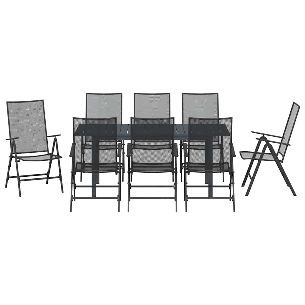vidaXL Garten Essgruppe 9 pcs Anthrazit Pulverbeschichteter Stahl