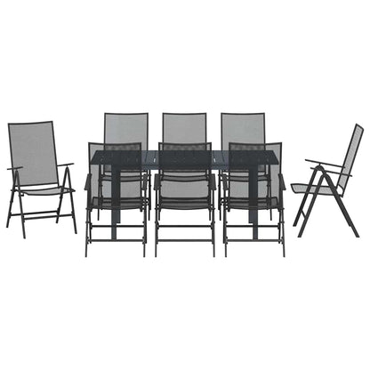 vidaXL Garten Essgruppe 9 pcs Anthrazit Pulverbeschichteter Stahl