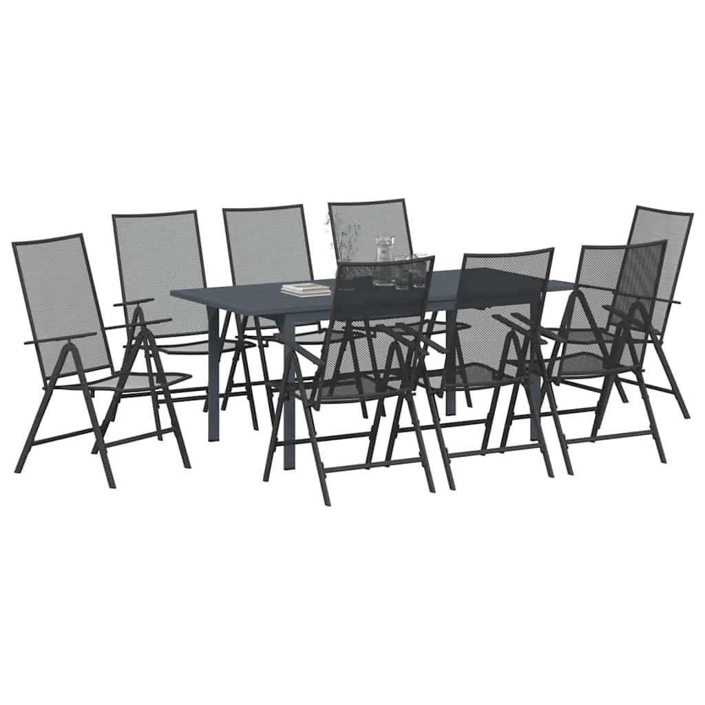 vidaXL Garten Essgruppe 9 pcs Anthrazit Pulverbeschichteter Stahl