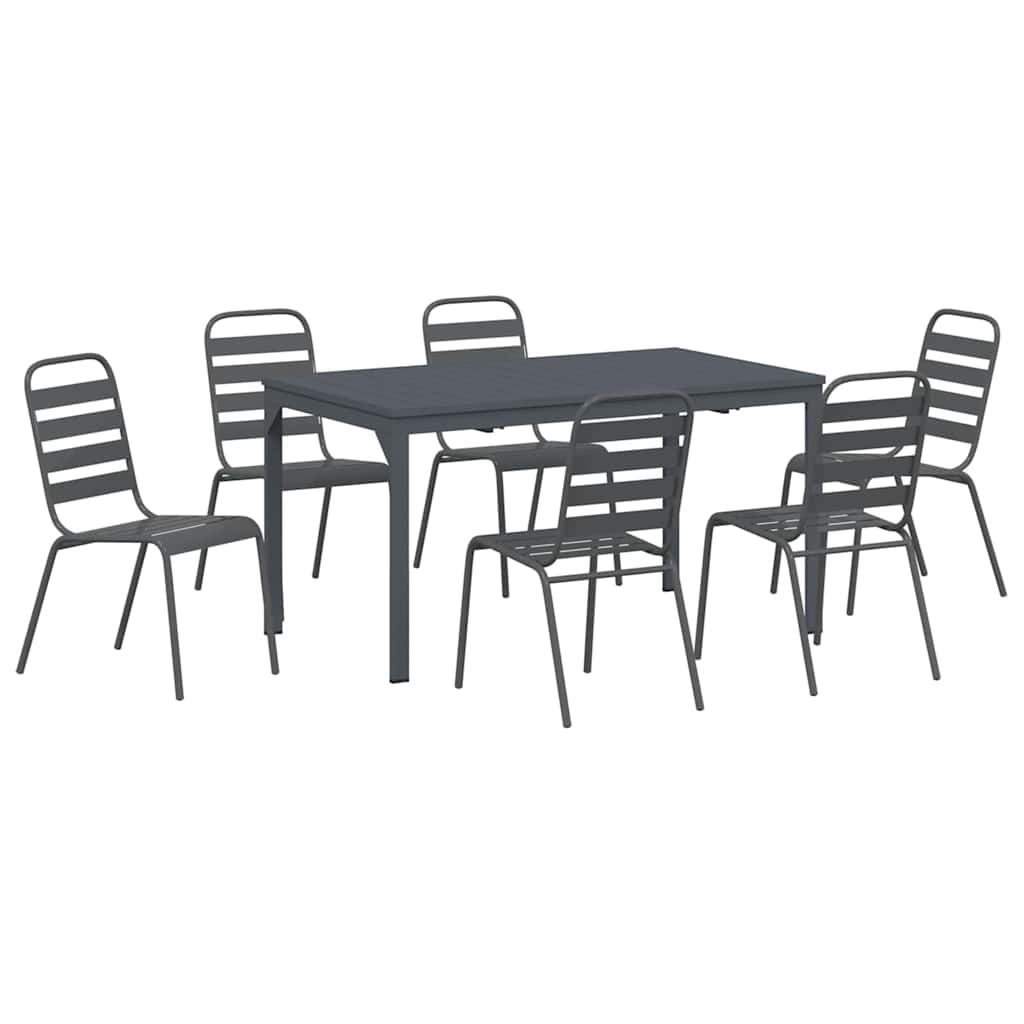 vidaXL Garten Essgruppe 7 pcs Anthrazit Stahl