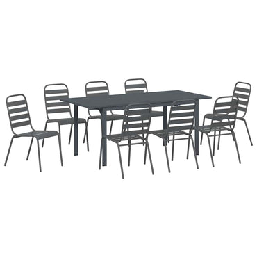 vidaXL Garten Essgruppe 9 pcs Anthrazit Pulverbeschichteter Stahl