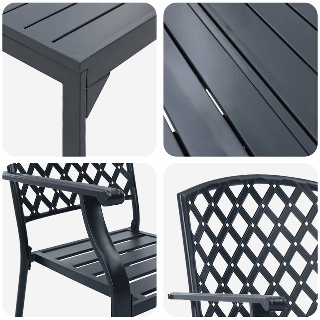 vidaXL Garten Essgruppe 7 pcs Anthrazit Pulverbeschichteter Stahl