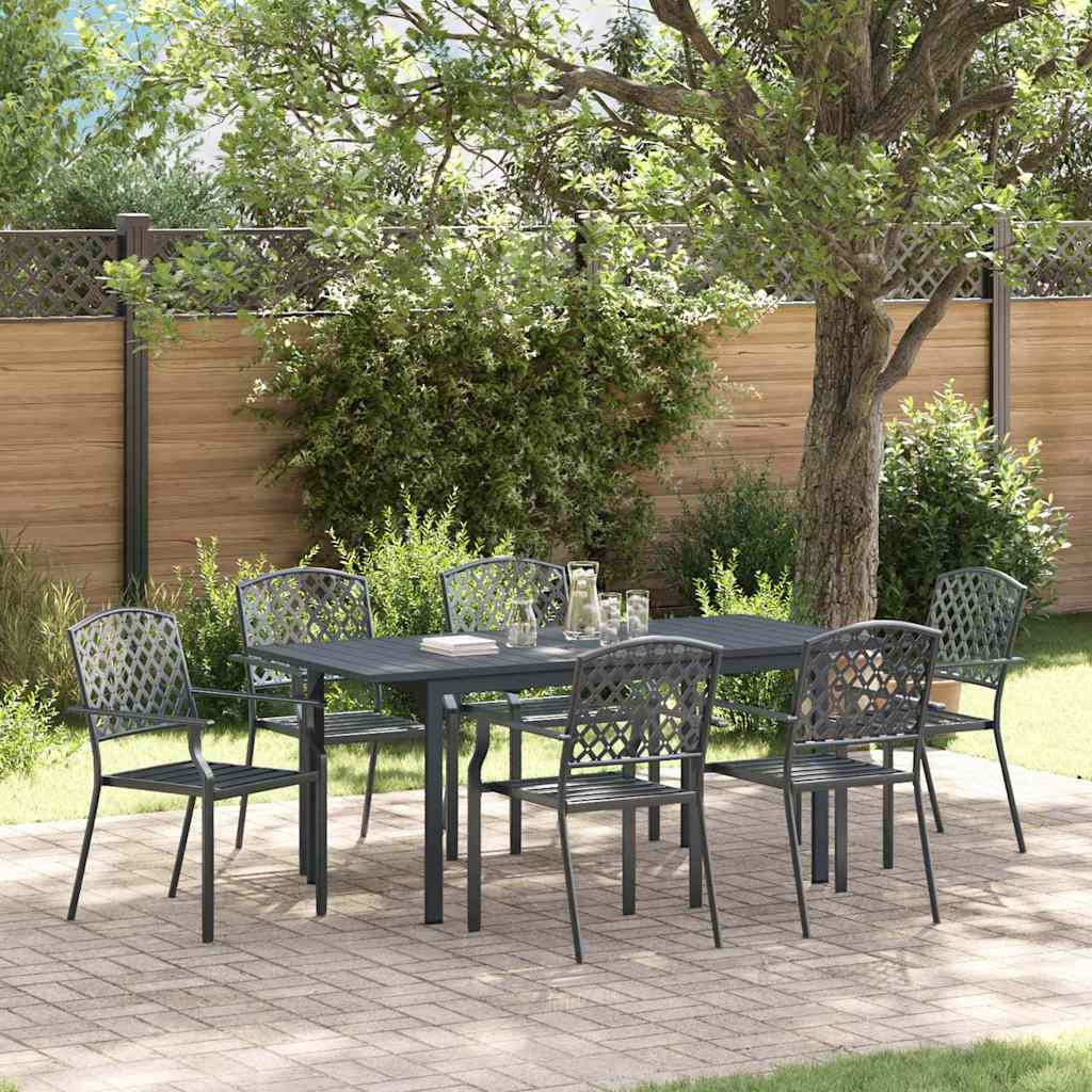 vidaXL Garten Essgruppe 7 pcs Anthrazit Pulverbeschichteter Stahl