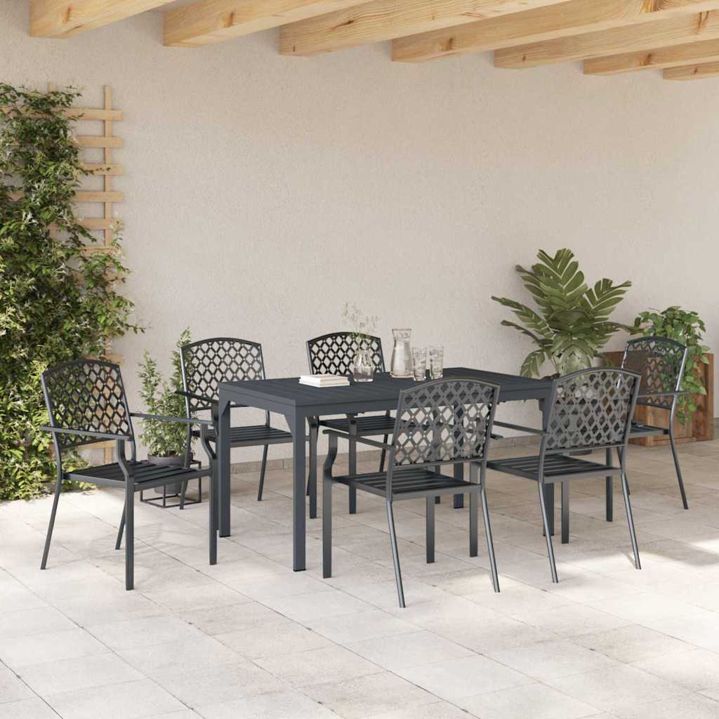 vidaXL Garten Essgruppe 7 pcs Anthrazit Pulverbeschichteter Stahl