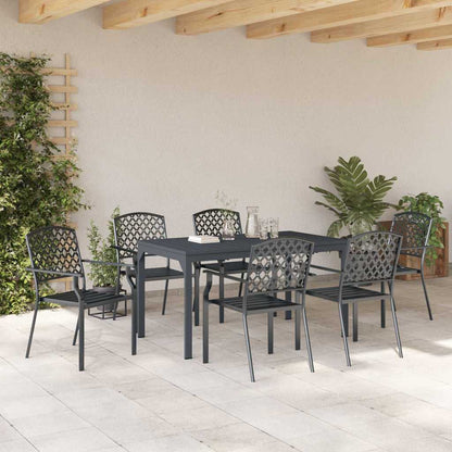 vidaXL Garten Essgruppe 7 pcs Anthrazit Pulverbeschichteter Stahl